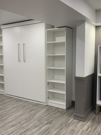 Queen Vertical White Murphy Bed with 2-SC-1 cabinets