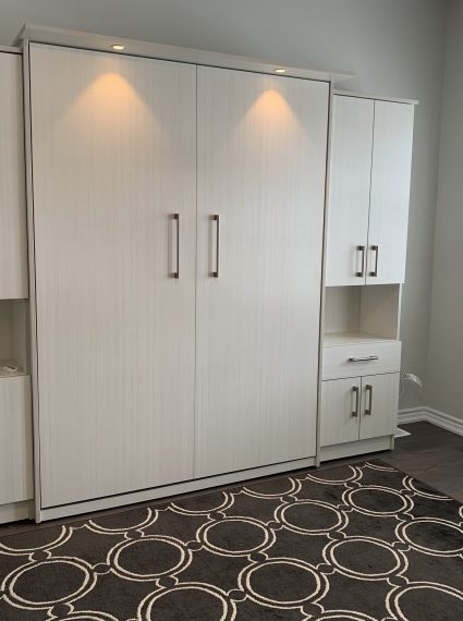 Double Vertical White Chocolate Murphy Bed with SC5-R + SC7-R