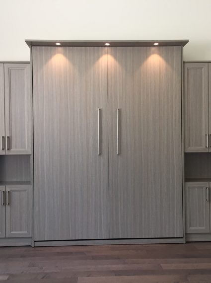 Queen Vertical Aria Murphy Bed with 2-SC5-R cabinets with lights