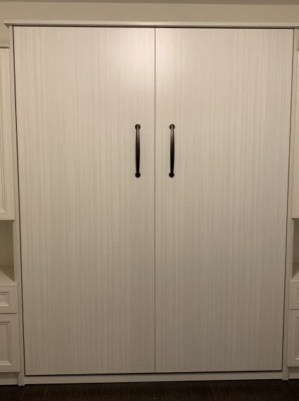 Double Vertical White Chocolate Murphy Bed with 2-SC7-R cabinets