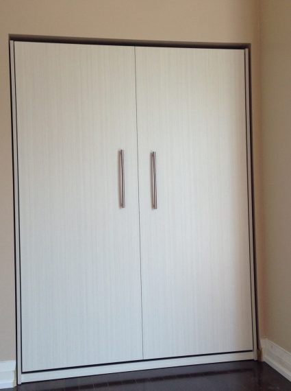 Double Vertical White Chocolate Murphy Bed