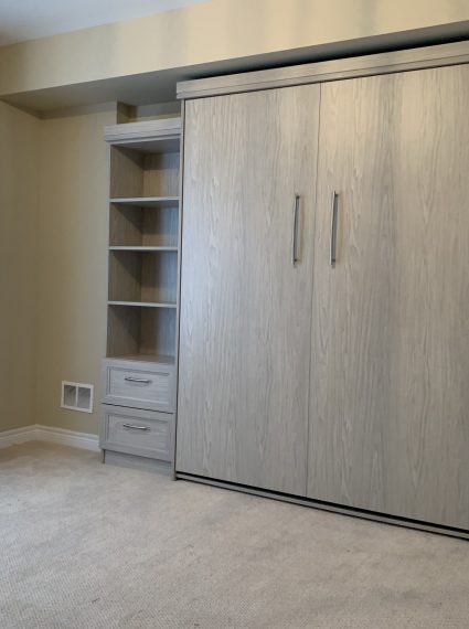 Queen Vertical Weekend Getaway Murphy Bed with 2-SC3-R cabinets and Box Crown