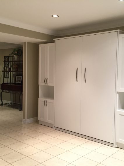 Double Vertical White Murphy Bed with 2-SC5-R cabinets