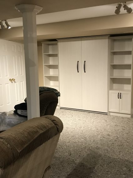Double Vertical White Chocolate Murphy Bed with 2-SC2-R cabinets