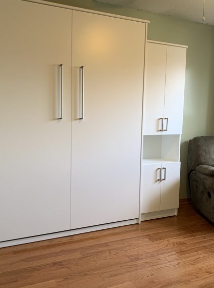 Queen Vertical White Murphy Bed with 2-SC5-R cabinets