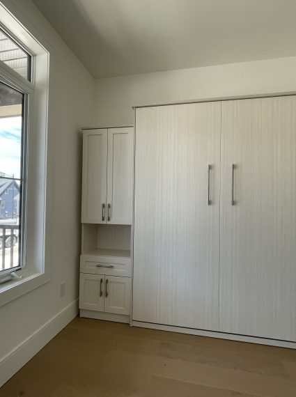 Queen Vertical White Chocolate Murphy Bed with SC7-R cabinet