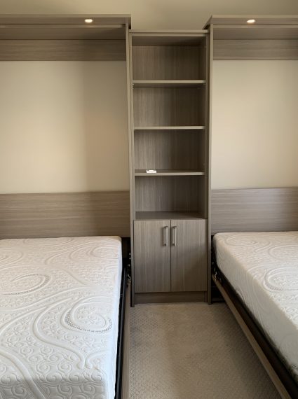 2- Single Vertical Aria Murphy Beds with SC2-R cabinet and lights