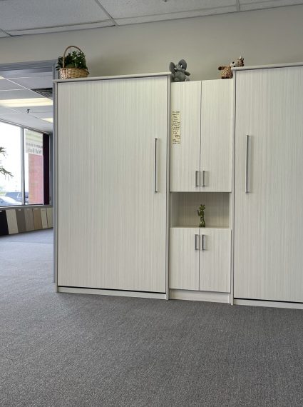 Grandkids Room - 2-Single Vertical White Chocolate Murphy Beds with SC5-R cabinet