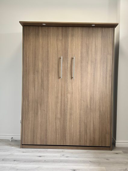 Double Vertical Fashionista Murphy Bed with LED lights and SC1-R side cabinets